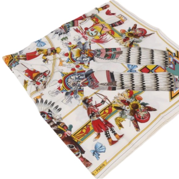HERMES CARRE 90 BY KERMIT OLIVER: KACHINAS SCARF - Picture 2 of 5